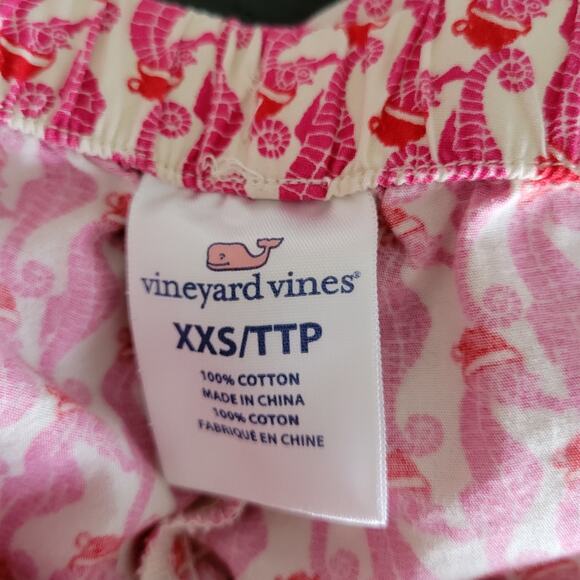 Vineyard Vines Christmas Pajama Pants Seahorse Santa hats Pink Women XXS - Picture 10 of 12